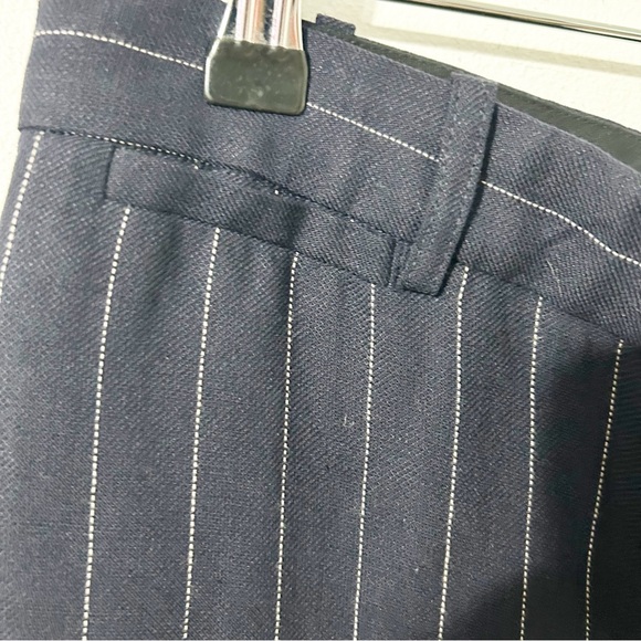 Ralph Lauren Navy and Pinstripe Wide Leg Cuffed Trousers Wool Linen Blend 💙🤍 - Picture 8 of 10